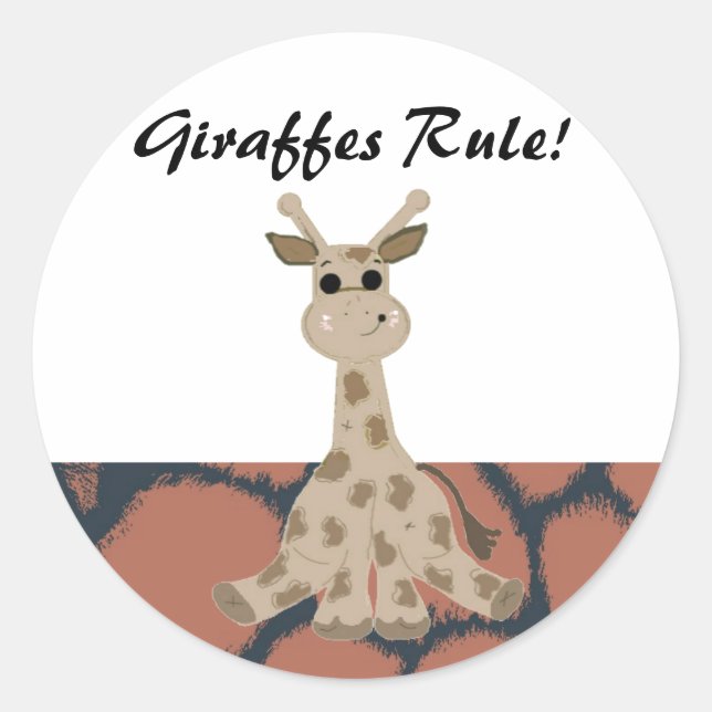 Cartoon Giraffe Runder Aufkleber (Vorderseite)