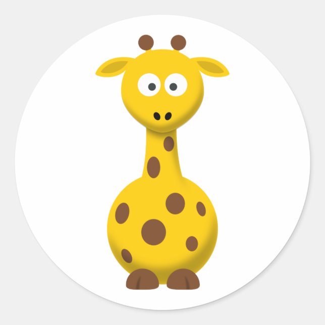 Cartoon Giraffe Runder Aufkleber (Vorderseite)