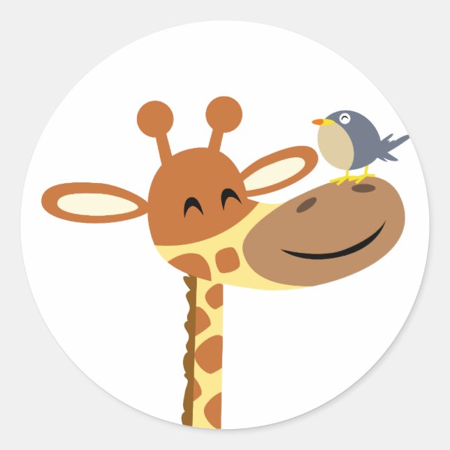 Cartoon Giraffe und Friend-Aufkleber Runder Aufkleber (Vorderseite)