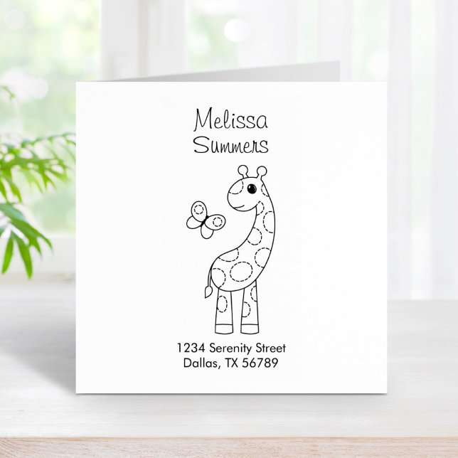 Cartoon Giraffe und Schmetterlingsfarbe Gummistempel (Von Creator hochgeladen)