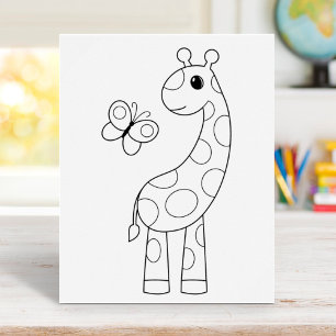 Cartoon Giraffe und Schmetterlingsfarben Poster