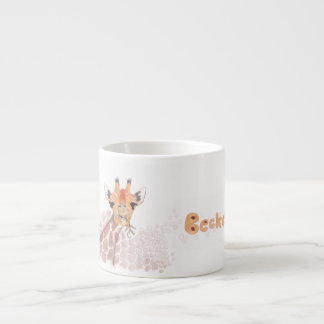 Cartoon Giraffe zeichne Espressotasse