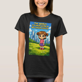 Cartoon Girl Lost Innocence Past vs Future Graphic T-Shirt