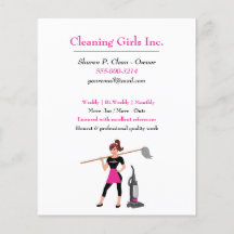 Cartoon Girl mit Mopp House Reinigungsservice
