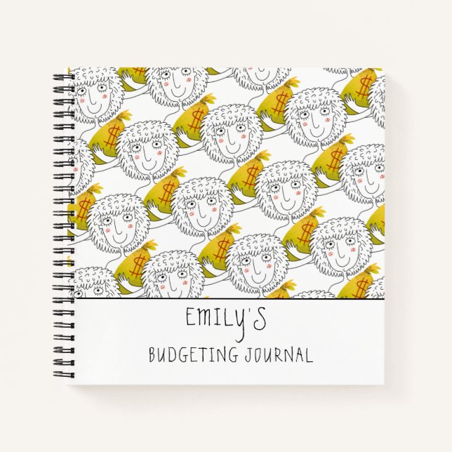 Cartoon Girl Money Muster Name Budgeting Journal Notizbuch (Vorderseite)