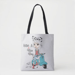 Cartoon Girl Nice Day Tasche