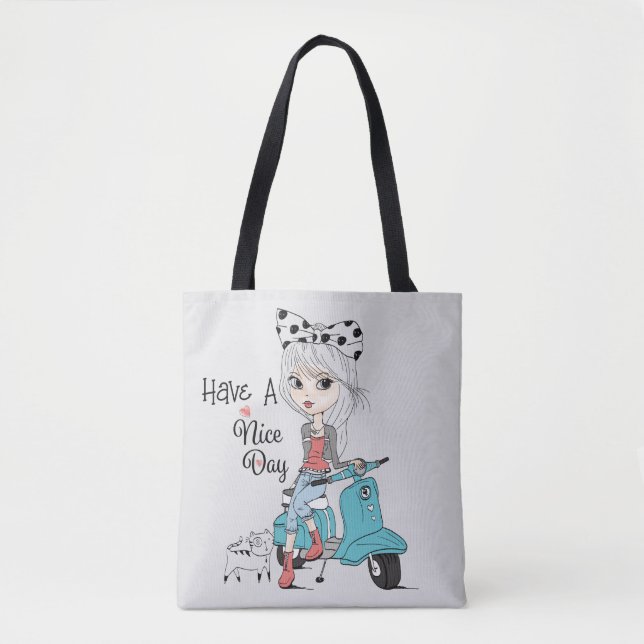 Cartoon Girl Nice Day Tasche (Vorderseite)