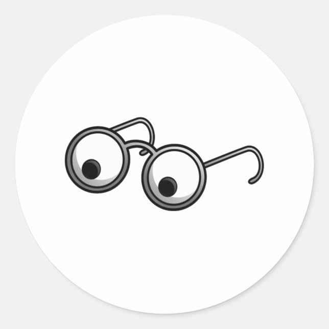 Cartoon Glasses Runder Aufkleber (Vorderseite)