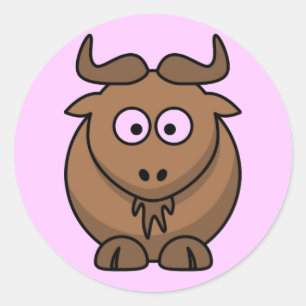 Cartoon Gnu Runder Aufkleber