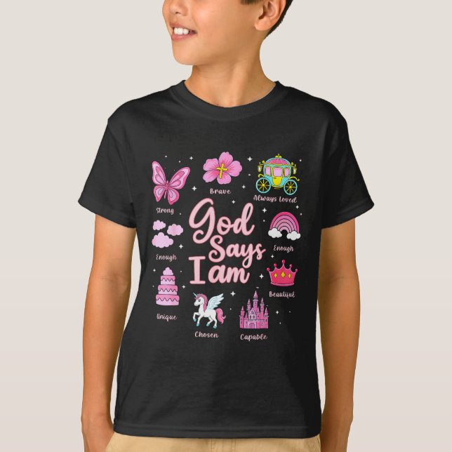 Cartoon God Say I Am Princess Girl Kids  T-Shirt (Vorderseite)