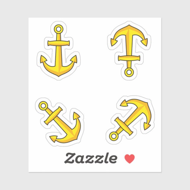 Cartoon Golden Boat Anchor Set Aufkleber (Blatt)