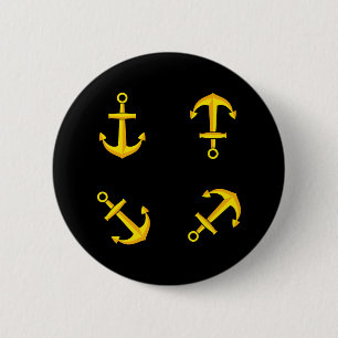 Cartoon Golden Boat Anchor Set Button