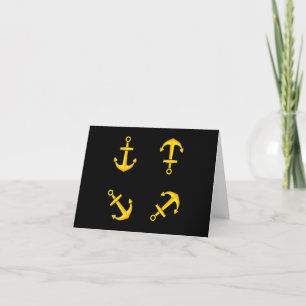 Cartoon Golden Boat Anchor Set Dankeskarte