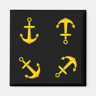 Cartoon Golden Boat Anchor Set Magnet