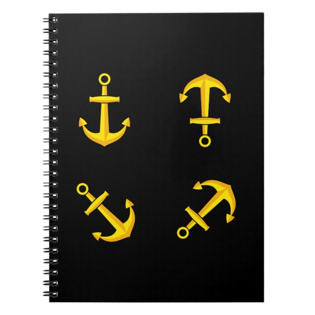 Cartoon Golden Boat Anchor Set Notizblock (Vorderseite)