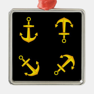 Cartoon Golden Boat Anchor Set Ornament Aus Metall