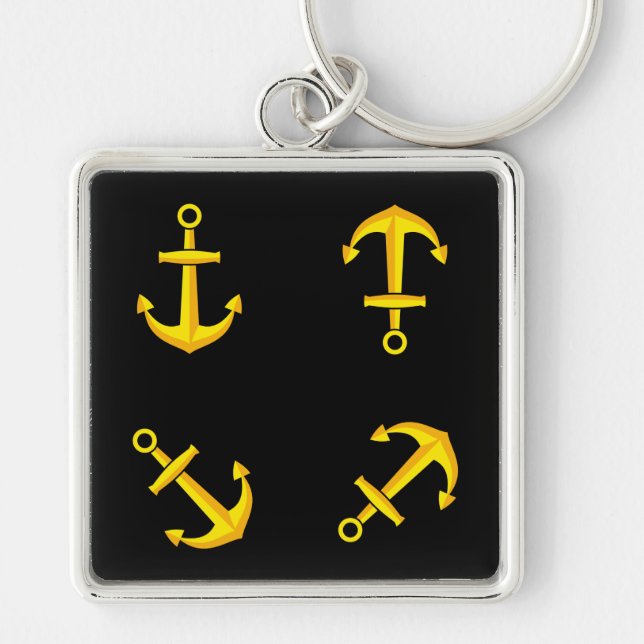 Cartoon Golden Boat Anchor Set Schlüsselanhänger (Vorne)