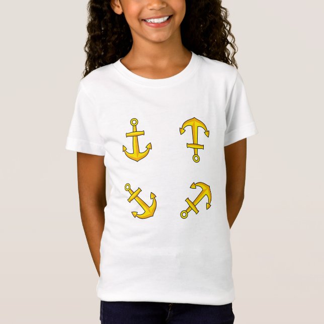 Cartoon Golden Boat Anchor Set T-Shirt (Vorderseite)