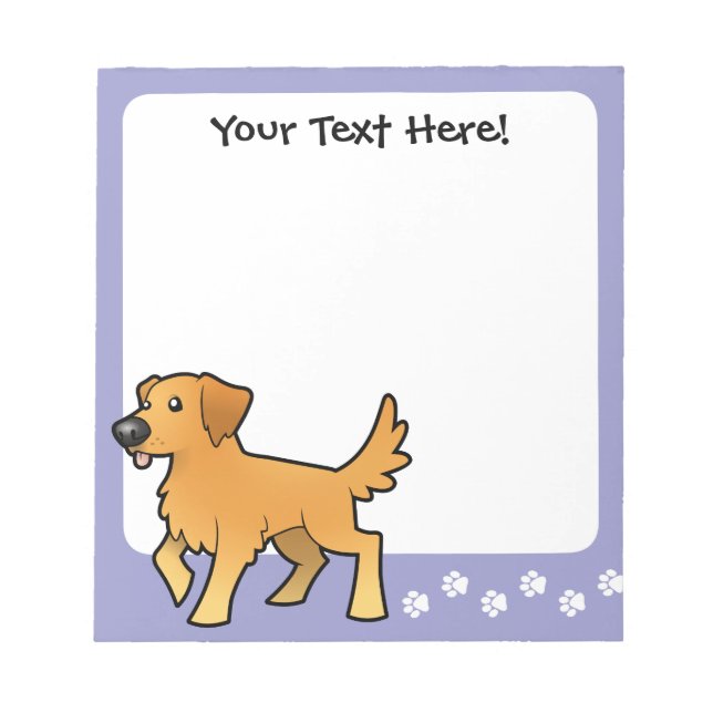 Cartoon Golden Retriever Notizblock (Vorderseite)