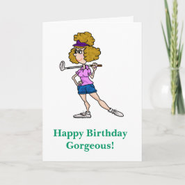 Cartoon Golfer Funny Birthday Card Karte