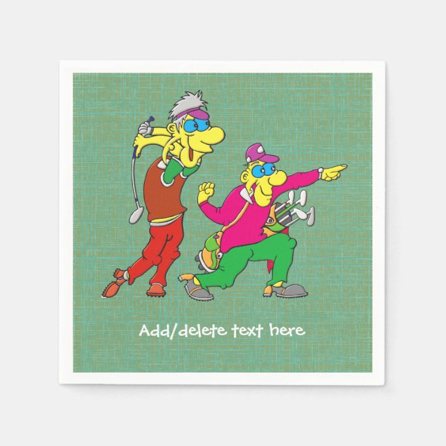 Cartoon Golfer und Caddie Serviette (Vorderseite)