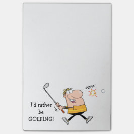 Cartoon-Golfspieler Post-it Klebezettel