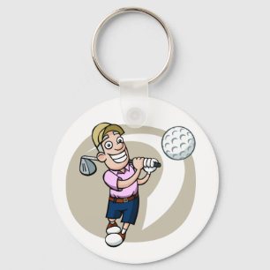 Cartoon-Golfspieler Schlüsselanhänger