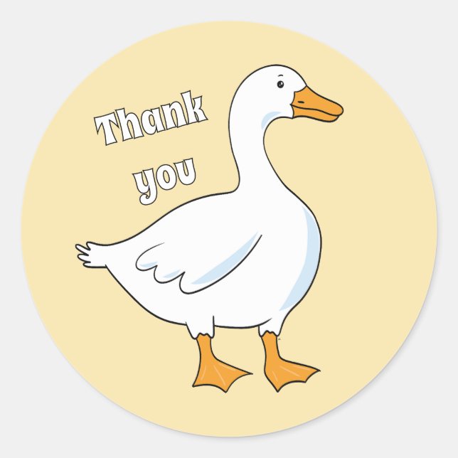 Cartoon Goose Danke, gelber Sticker (Vorderseite)