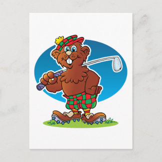 Cartoon Gopher Golfing Postkarte