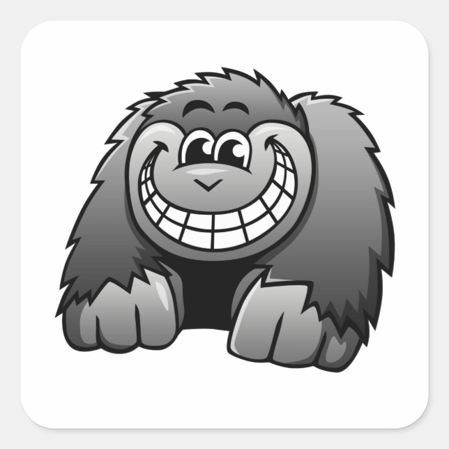 Cartoon Gorilla Quadratischer Aufkleber (Vorderseite)
