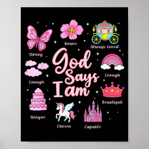 Cartoon-Gott sagt Ich bin Prinzessin Mädchen Kinde Poster