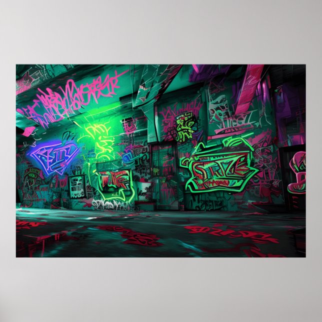 Cartoon Graffiti Art - Aktion mit Farbe Poster (Vorne)