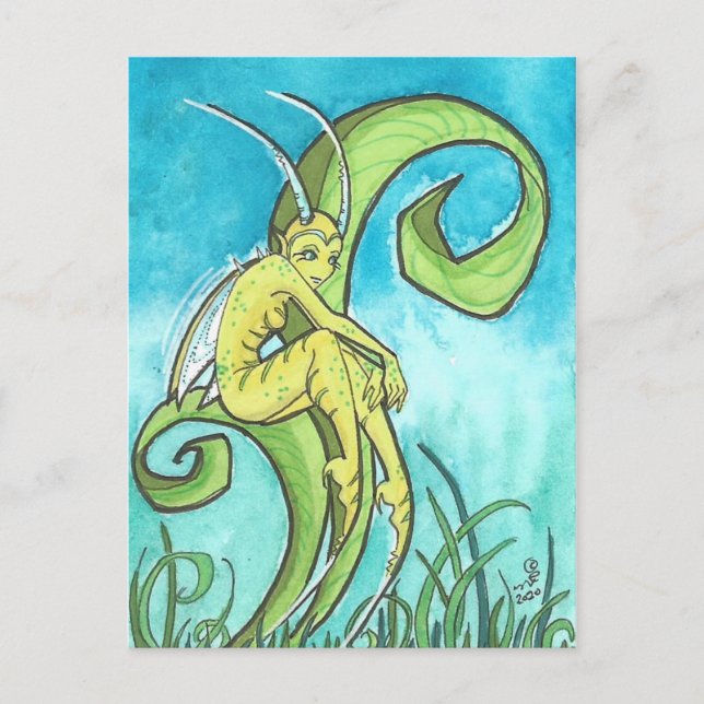 Cartoon Grasshopper Faiasy Fantasy Kunst Postkarte (Vorderseite)