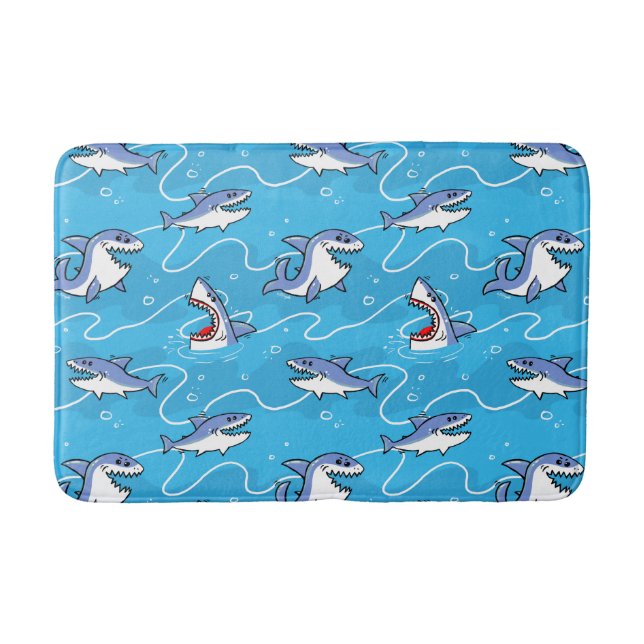 Cartoon Great White Sharks Badematte (Vorderseite)