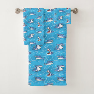 Cartoon Great White Sharks Badhandtuch Set