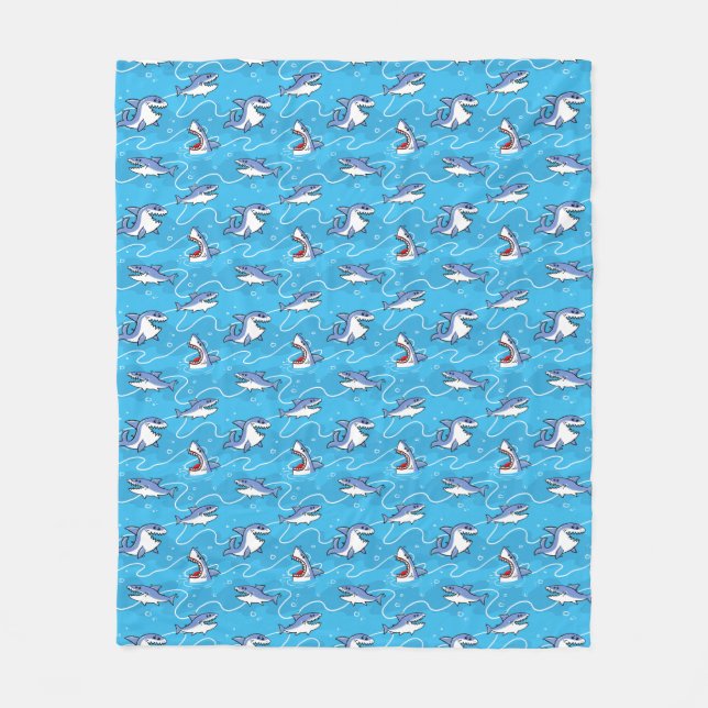 Cartoon Great White Sharks Fleecedecke (Vorderseite)