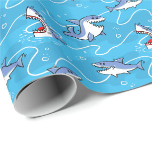 Cartoon Great White Sharks Geschenkpapier
