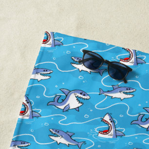 Cartoon Great White Sharks Strandtuch