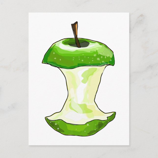 Cartoon Green Apple (Granny Smith) Apfelkern Postkarte (Vorderseite)