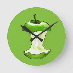 Cartoon Green Apple Runde Wanduhr