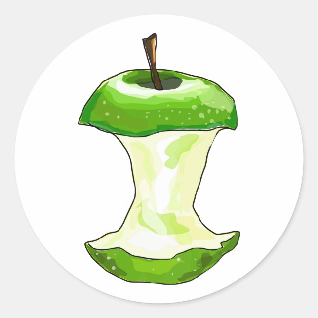 Cartoon Green Apple Runder Aufkleber (Vorderseite)