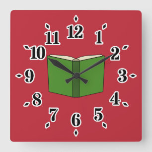 Cartoon Green Book Quadratische Wanduhr