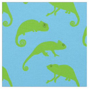Cartoon Green Chameleons auf Blue Stoff