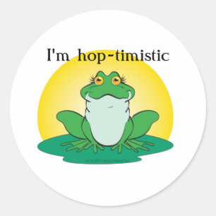 Cartoon Green Frog auf Lily Pad Runder Aufkleber