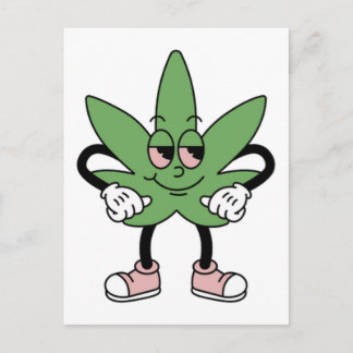 Cartoon Green Leaf Postkarte
