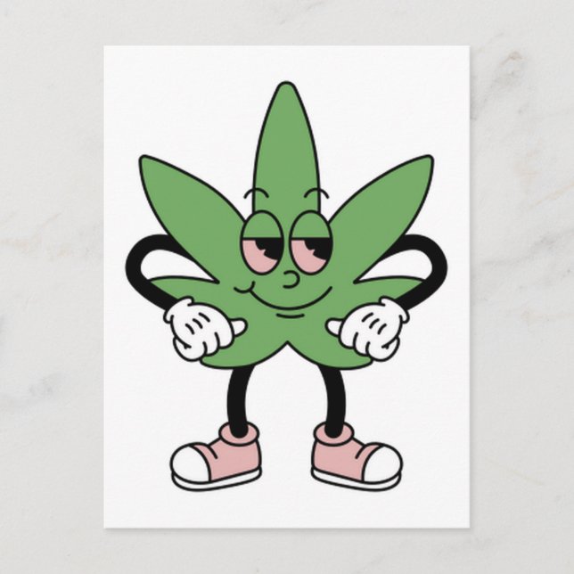 Cartoon Green Leaf Postkarte (Vorderseite)