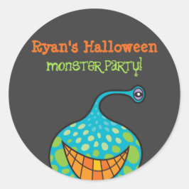 Cartoon Green Monster Alien Kid's Halloween-Party Runder Aufkleber