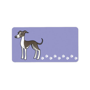 Cartoon Greyhound / Whippet / Italienischer Windhu Adressaufkleber