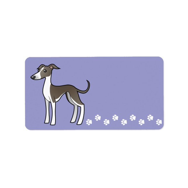 Cartoon Greyhound / Whippet / Italienischer Windhu Adressaufkleber (Vorne)