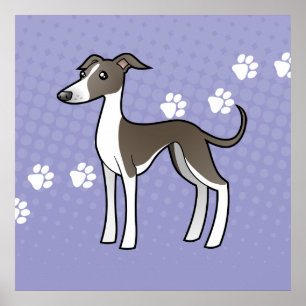 Cartoon Greyhound / Whippet / Italienischer Windhu Poster